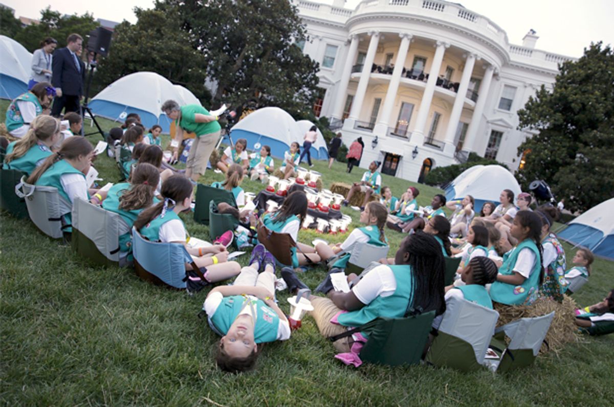 Girl Scouts camp out on the South Lawn of the White House, June 30, 2015.   (Reuters/Jonathan Ernst)