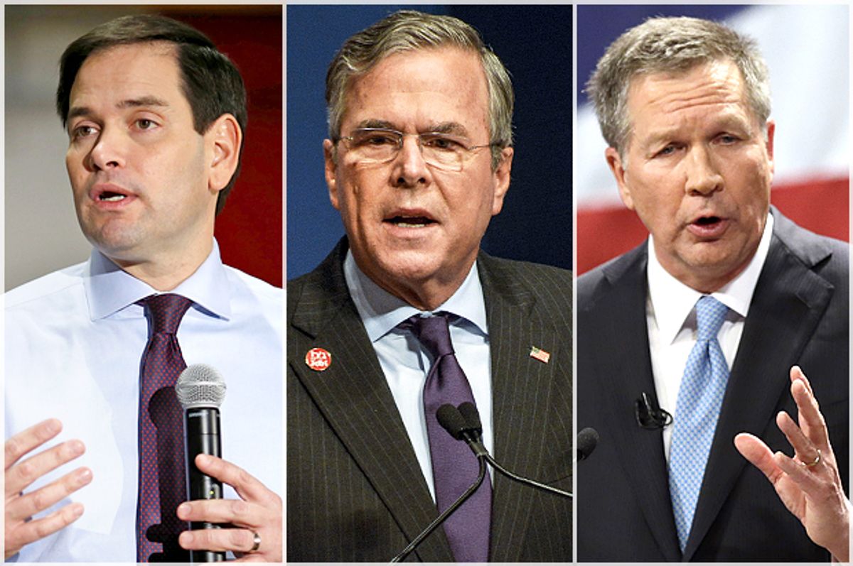 Marco Rubio, Jeb Bush, John Kasich   (AP/Reuters/Aaron Bernstein/James Lawler Duggan/Tony Dejak)