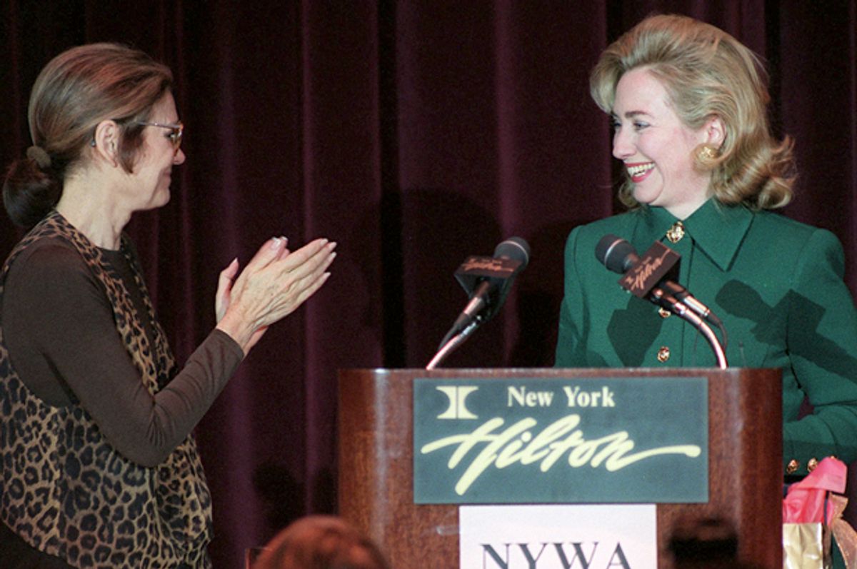 Gloria Steinem and Hillary Clinton in 1995.   (AP/Joe Tabacca)