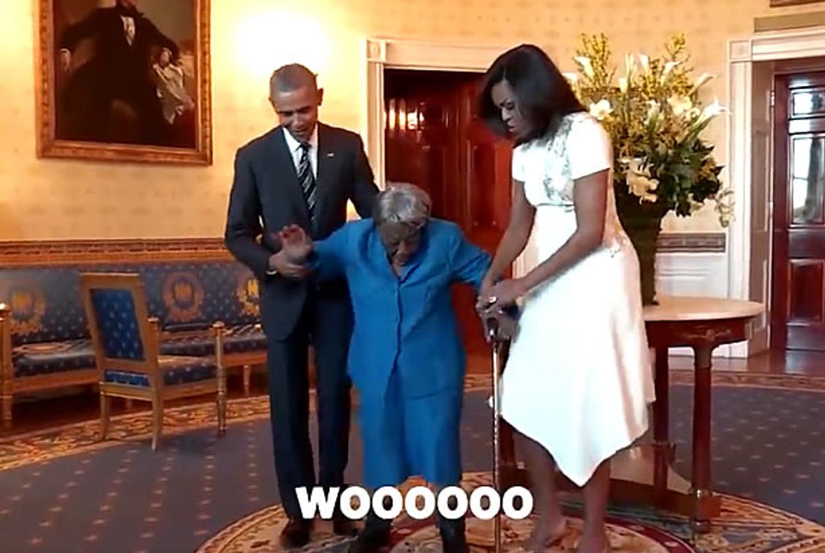 Virginia McLaurin, Barack Obama, Michelle Obama (Credit: ABC News)