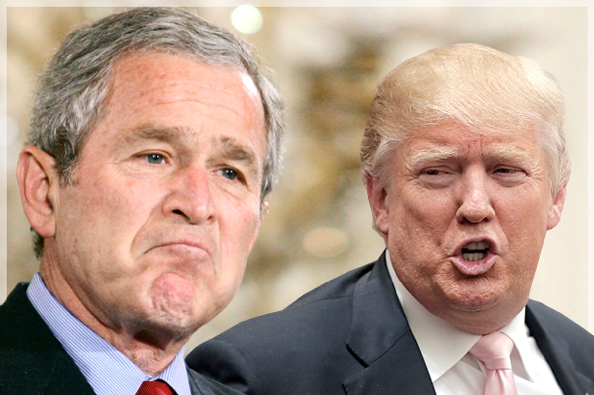 George W. Bush, Donald Trump   (AP/Charles Dharapak/Reuters//Chris Keane/Photo montage by Salon)