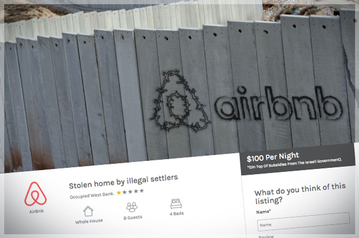 A screenshot of the parody Airbnb site, created by the activist groups (SumOfUs.org)
