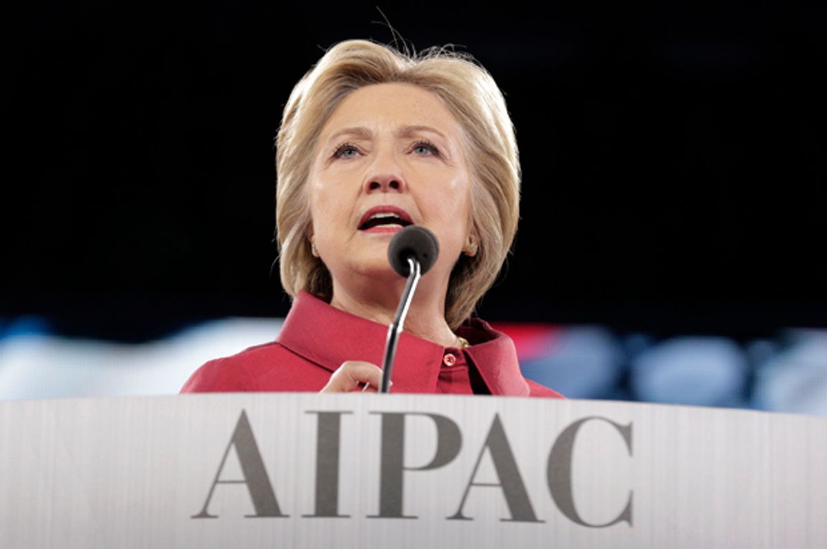 Hillary Clinton speaks at AIPAC (Reuters/Joshua Roberts)