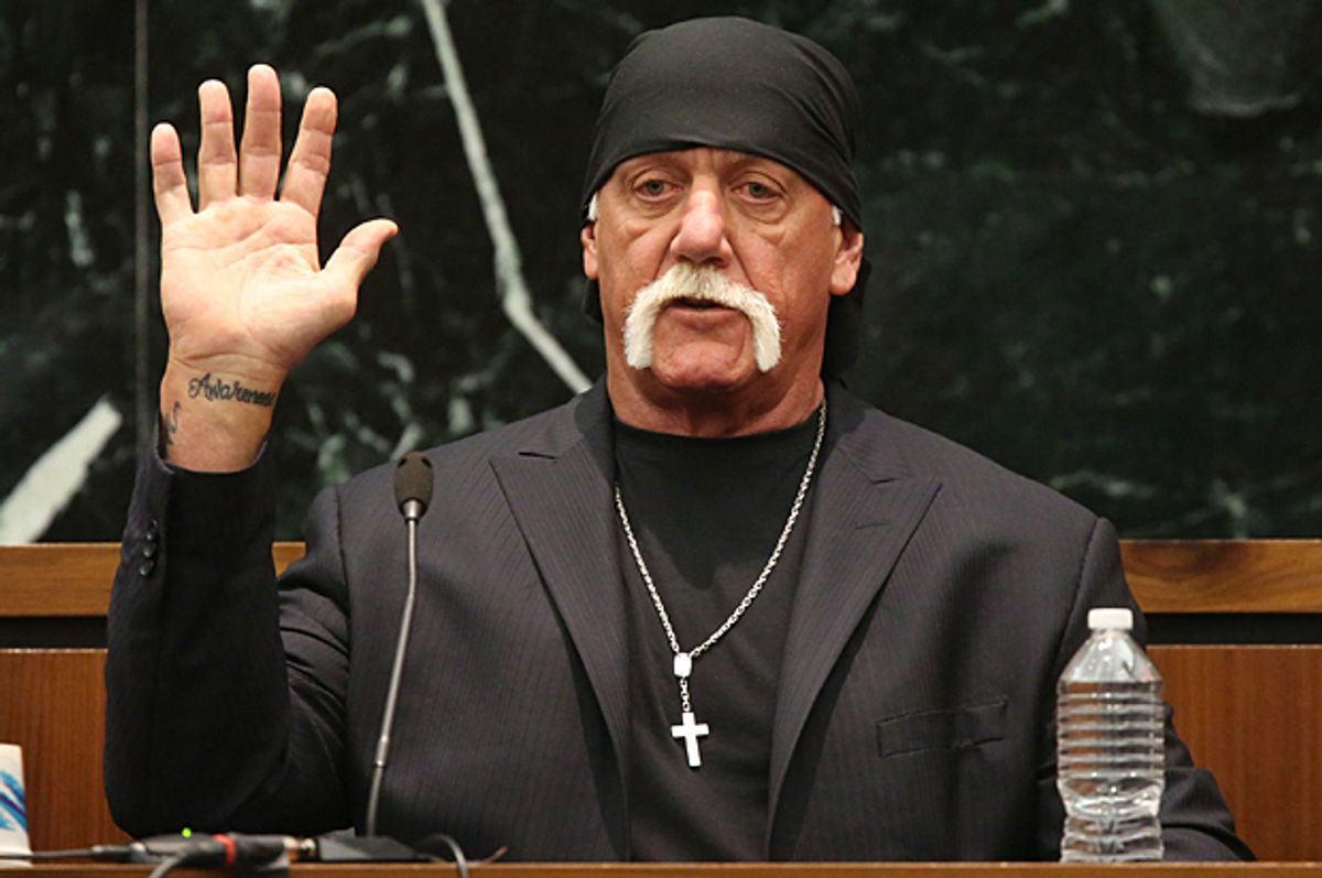 Terry Bollea, aka Hulk Hogan, takes the oath in court during his trial against Gawker Media, in St Petersburg, Florida March 8, 2016.   (Reuters/John Pendygraft)