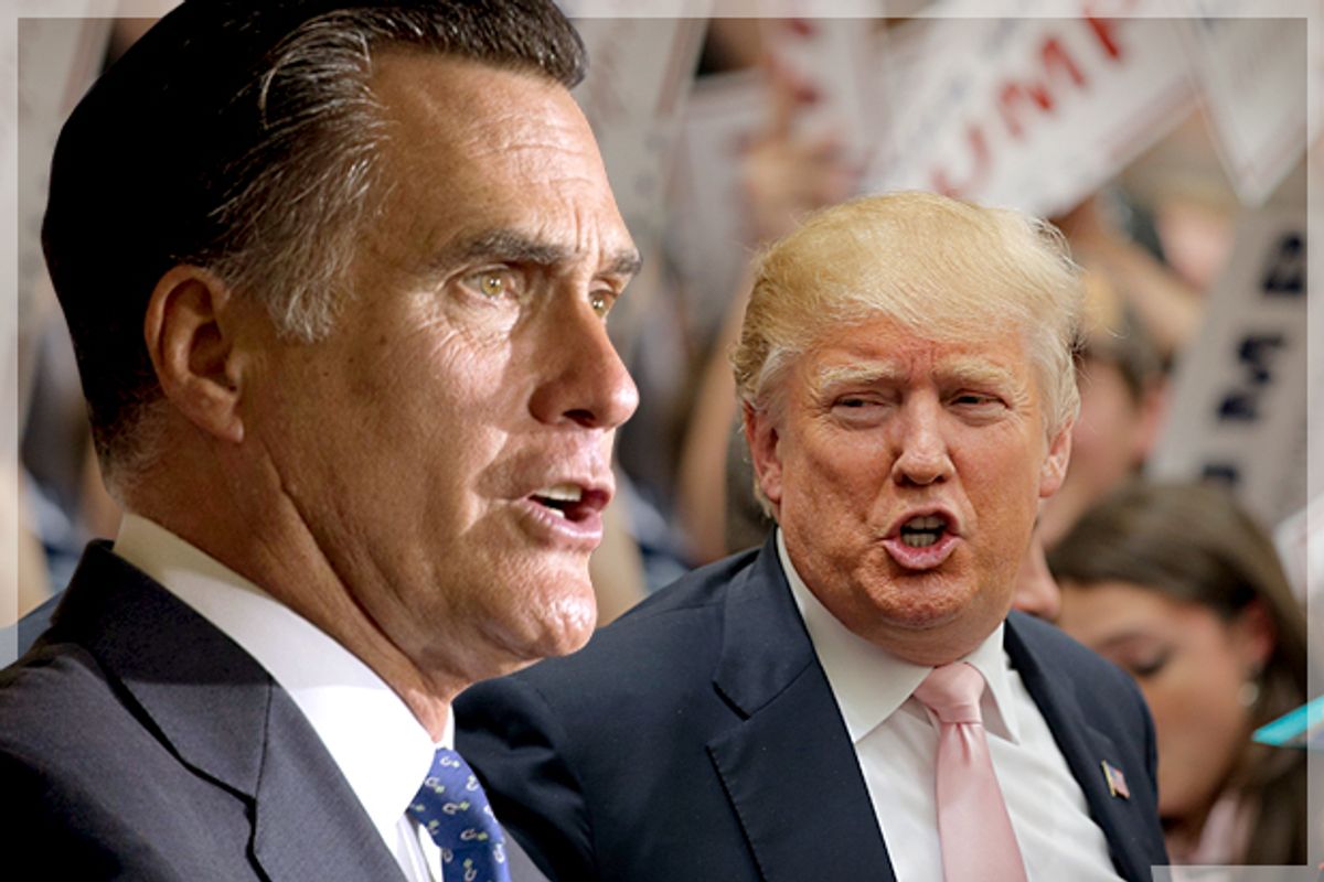 Mitt Romney, Donald Trump   (AP/Evan Vucci/Reuters//Chris Keane/Photo montage by Salon)