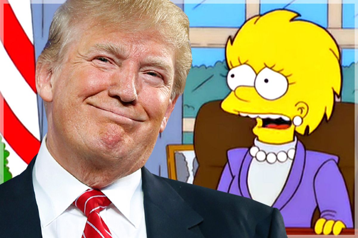 Donald Trump; Lisa Simpson   (AP/Andrew Harnik/Fox/Salon)