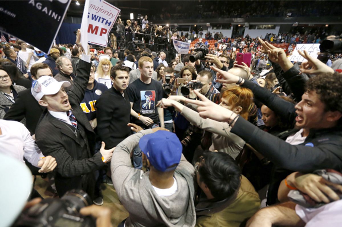 Trump Supporters face off with protesters in Chicago (AP/Charles Rex Arbogast)