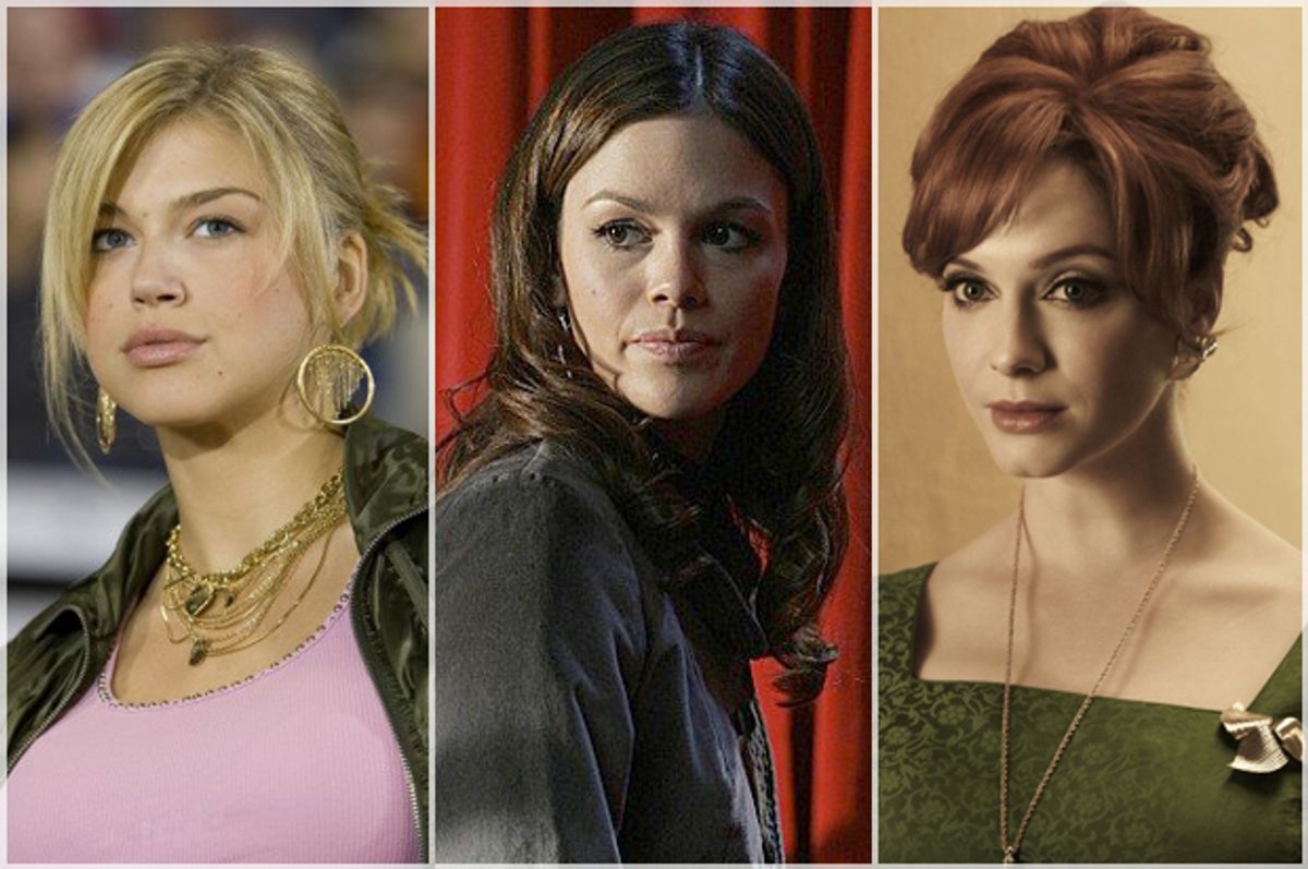 Adrianne Palicki in "Friday Night Lights," Rachel Bilson in "The O.C.," Christina Hendricks in "Mad Men"   (NBC/Fox/AMC)