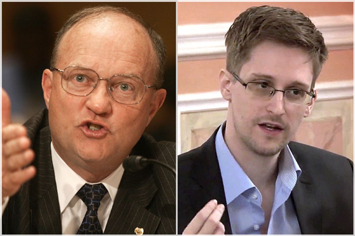 Lawrence Wilkerson, Edward Snowden    (AP/Lawrence Jackson)