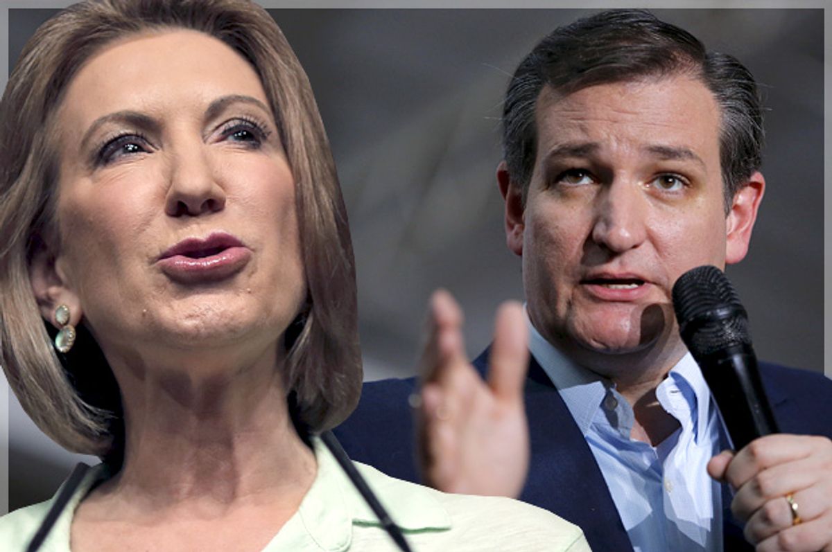 Carly Fiorina, Ted Cruz   (Reuters/Carlos Barria/Aaron Bernstein/Photo montage by Salon)