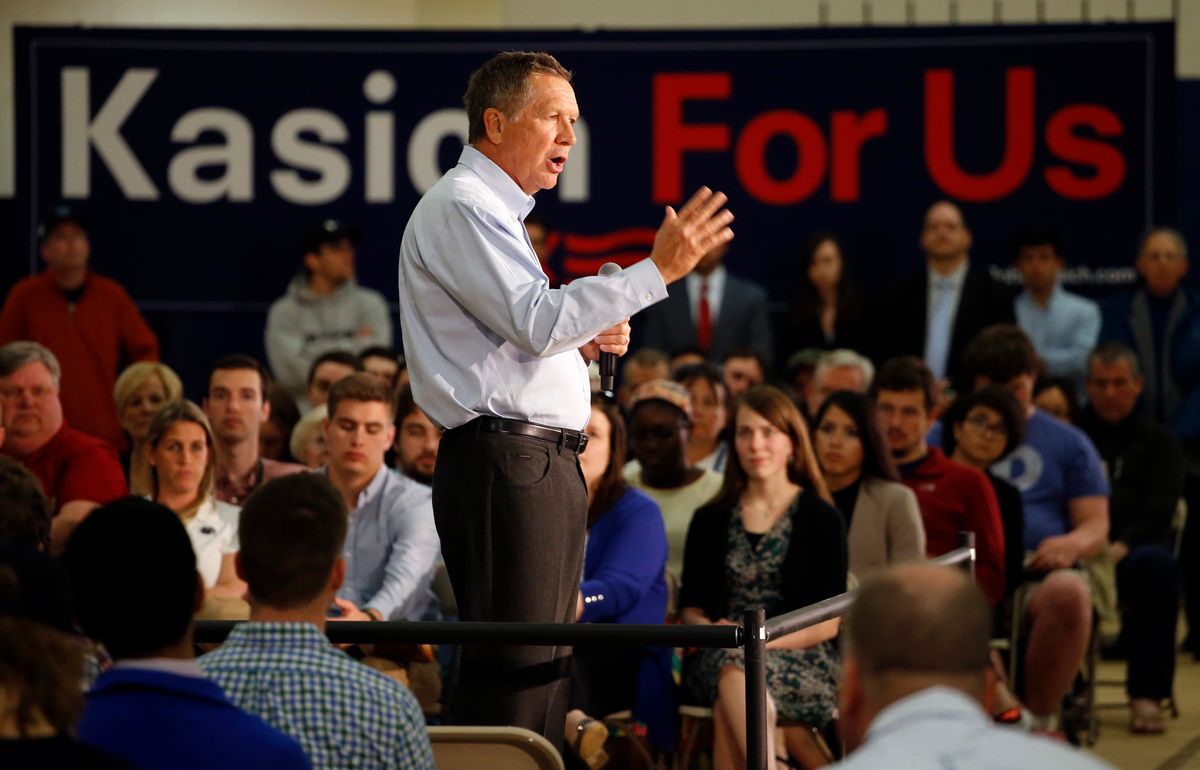Republican presidential candidate, Ohio Gov. John Kasich speaks during a town hall at Penn State Brandywine Campus. (AP)