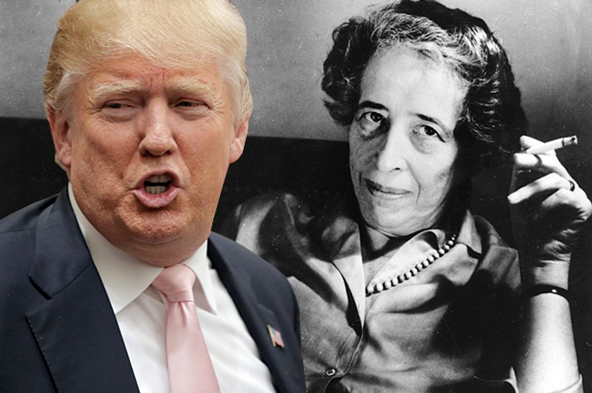 Donald Trump, Hannah Arendt   (Reuters/Chris Keane/AP)