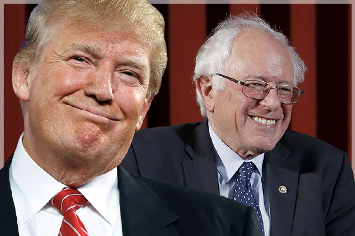 Donald Trump, Bernie Sanders   (AP/Reuters/Andrew Harnik/Matt Rourke/Photo montage by Salon)