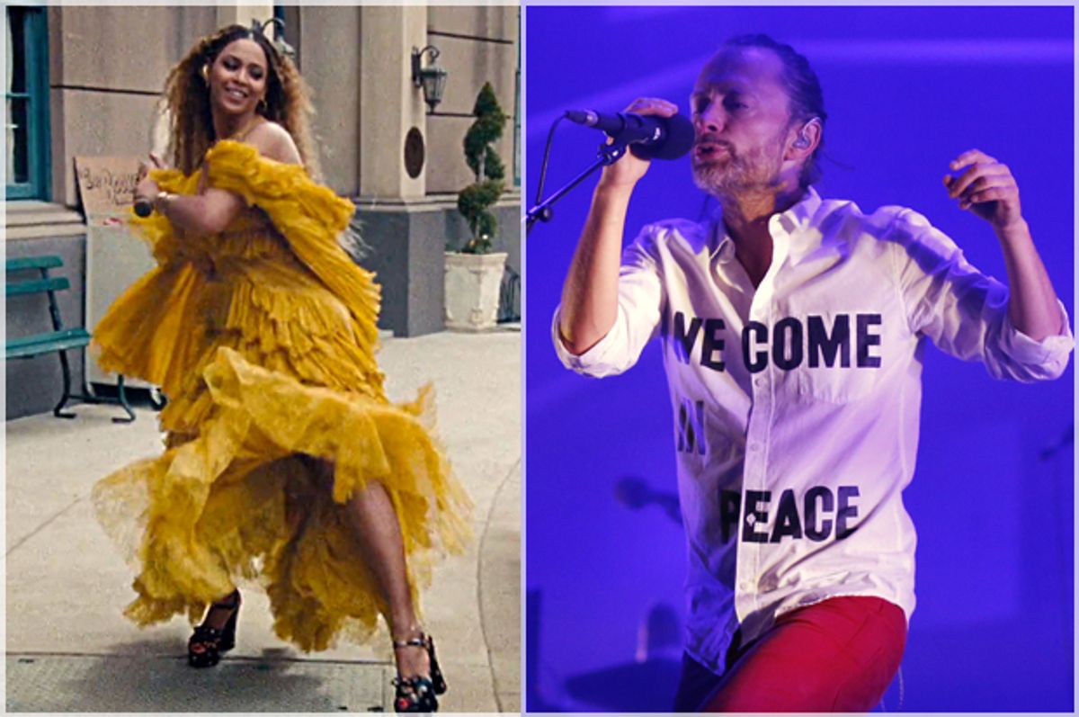 Beyoncé, Thom Yorke   (Reuters/Marko Djurica)