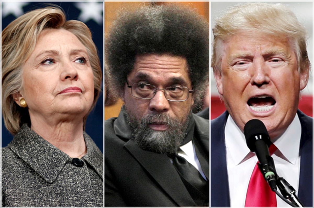 Hillary Clinton, Cornel West, Donald Trump   (AP/Reuters/Patrick Semansky/Richard Drew/Eduardo Munoz)
