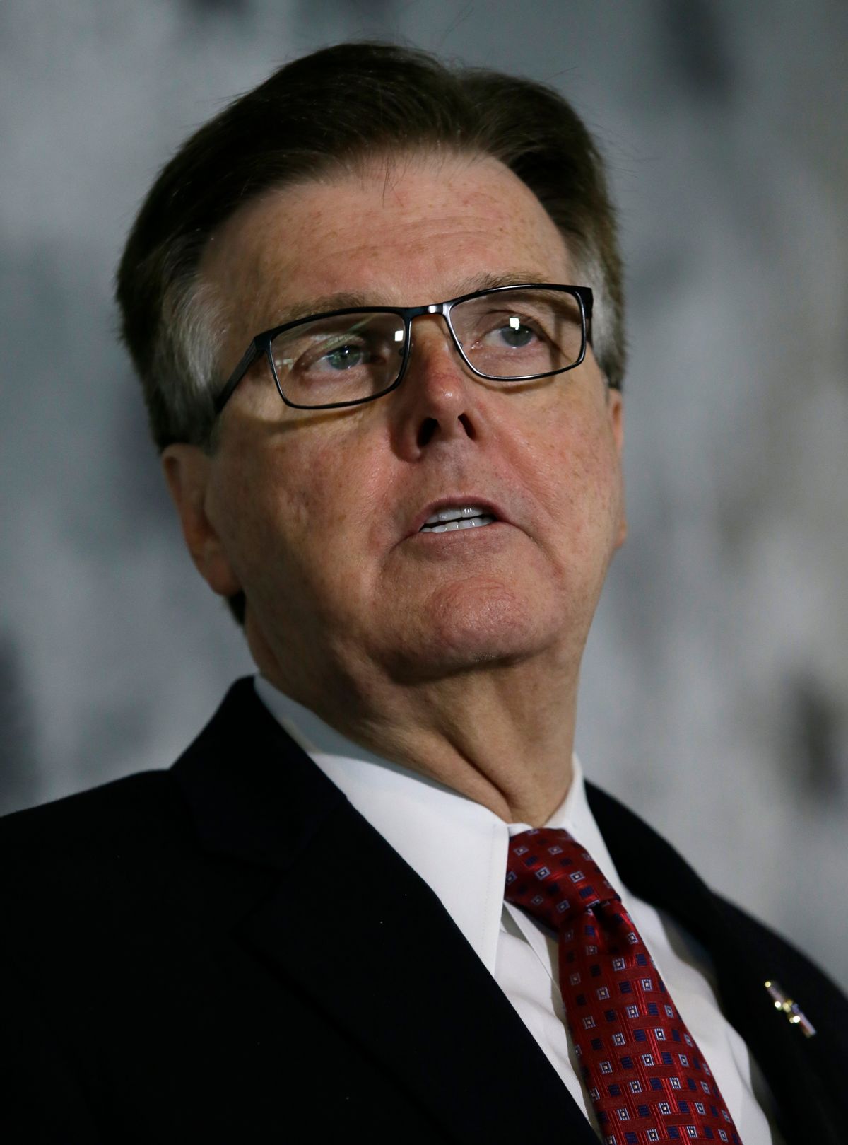 Texas Lt. Gov. Dan Patrick speaks during a news conference at the Texas Republican Convention Friday, May 13, 2016, in Dallas. Texas is signaling the state will challenge an Obama administrative directive over bathroom access for transgender students in public schools. (AP Photo/LM Otero) (AP Photo/LM Otero)