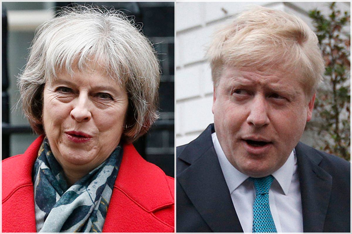Theresa May, Boris Johnson   (Reuters/Stefan Wermuth/Peter Nicholls)