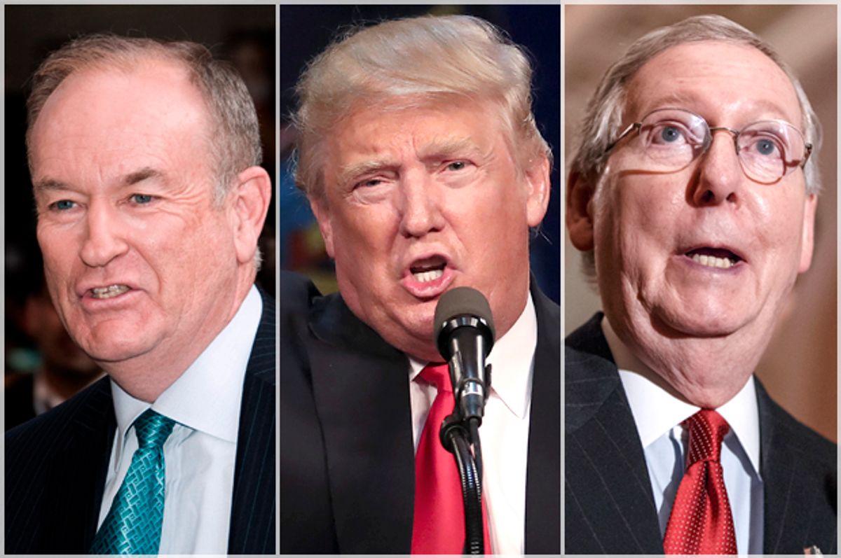 Bill O'Reilly, Donald Trump, Mitch McConnell   (AP/Reuters/Charles Sykes/Carlo Allegri/J. Scott Applewhite)