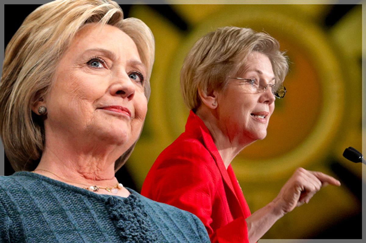 Hillary Clinton, Elizabeth Warren   (Reuters/Brian Snyder/AP/Pablo Martinez Monsivais/Photo montage by Salon)