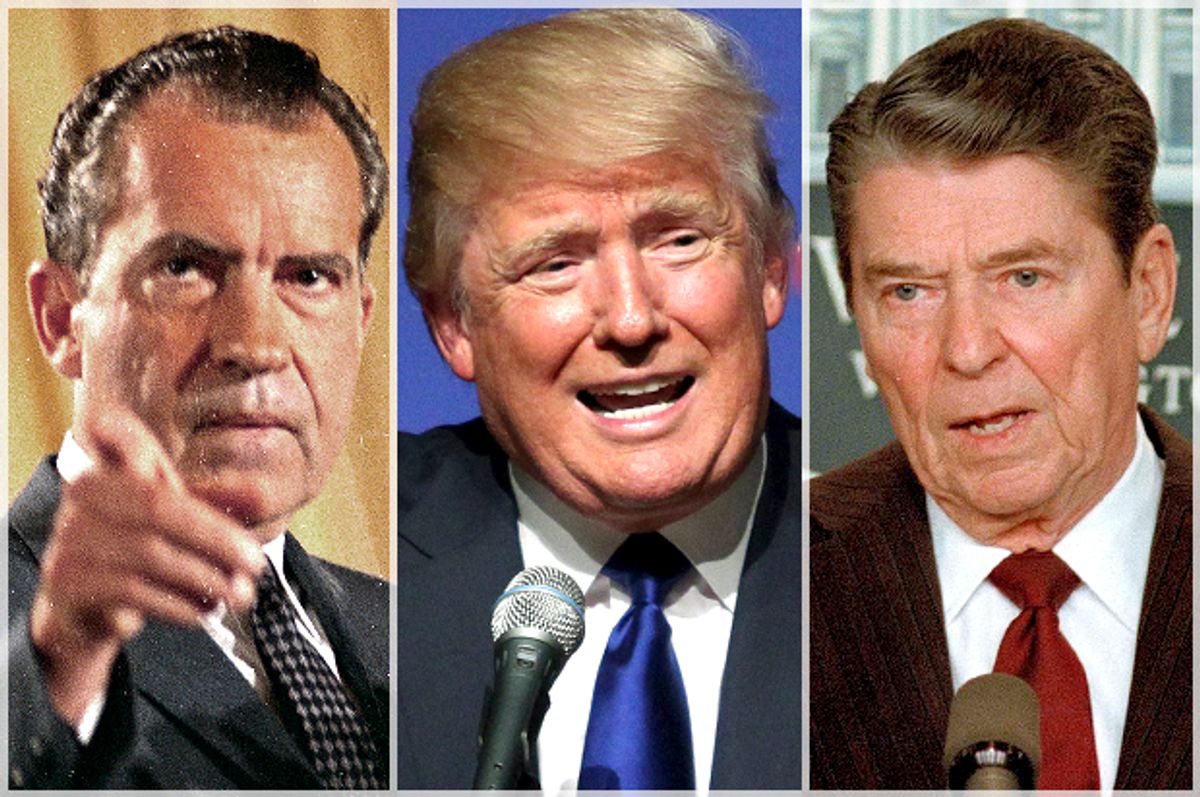 Richard Nixon, Donald Trump, Ronald Reagan   (AP/Mary Schwalm/Bob Dougherty)