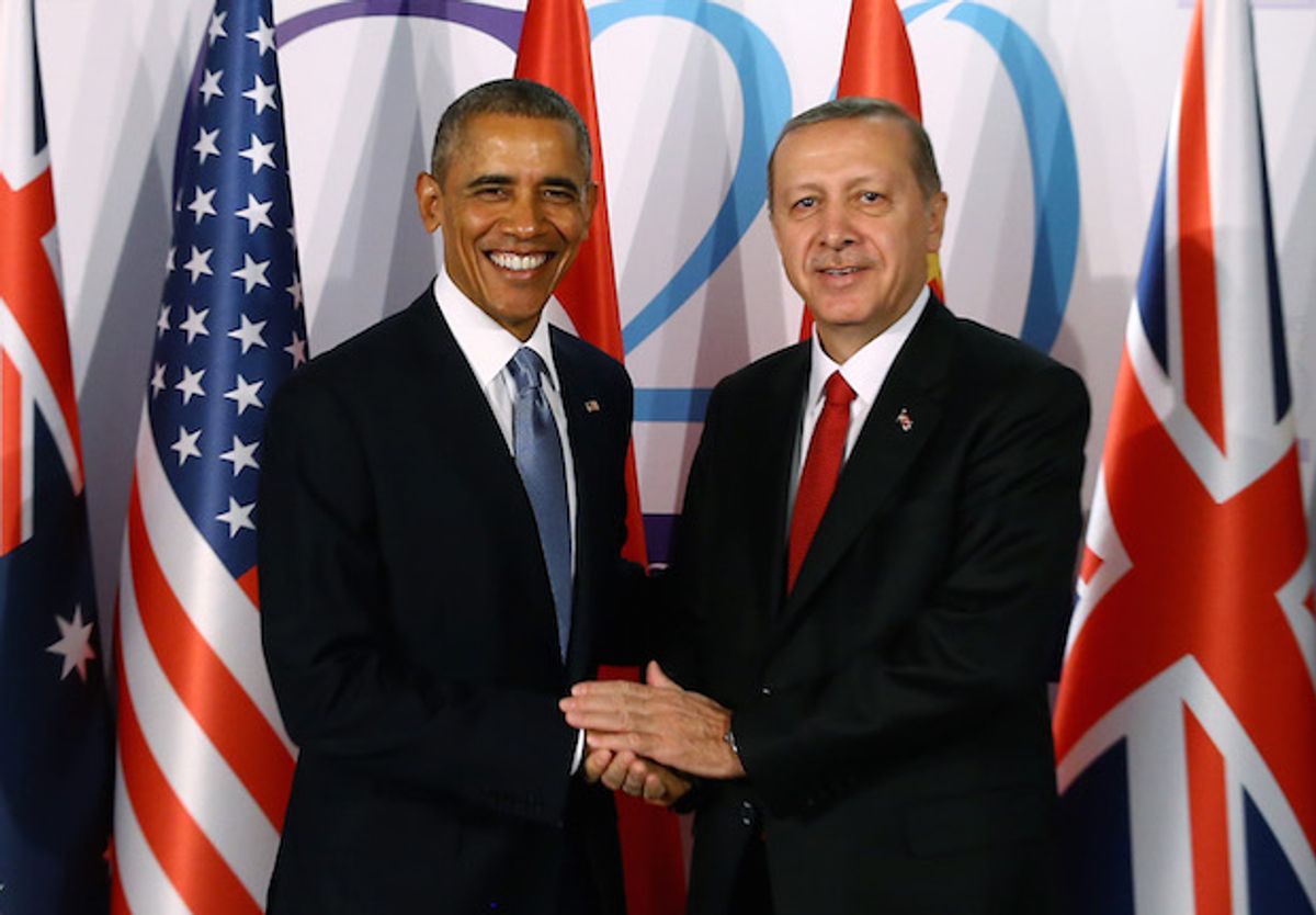 President Obama poses for a photo with Turkish President Recep Tayyip Erdoğan at the G20 summit in Antalya, Turkey on November 15, 2015  (Reuters/Kayhan Ozer)