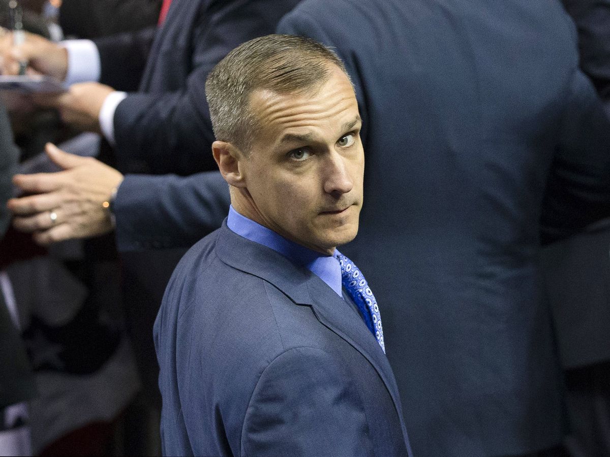 FILE - In this April 18, 2016 file photo, Corey Lewandowski, campaign manager for Republican presidential candidate Donald Trump, appears at a campaign stop at the First Niagara Center in Buffalo, N.Y. CNN has hired Lewandowski as a commentator on the campaign, only days after he was fired by Trump.  (AP Photo/John Minchillo, File) (AP)