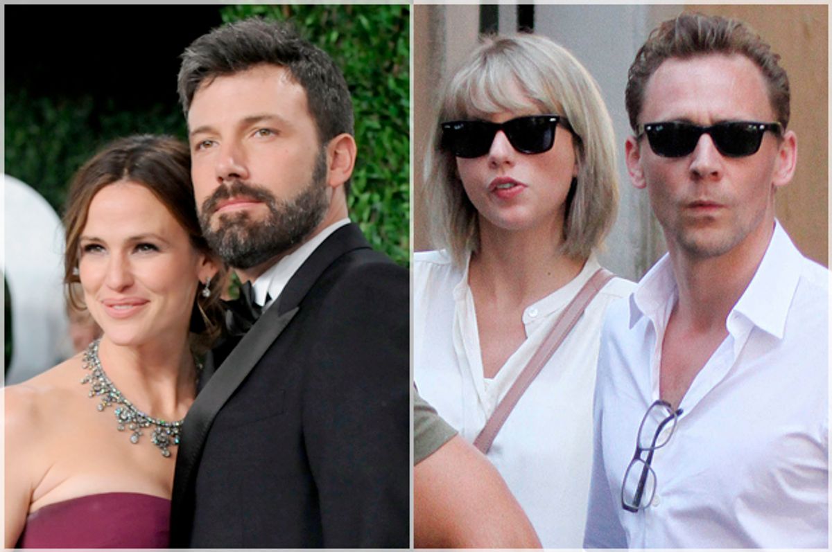 Jennifer Garner, Ben Affleck; Taylor Swift, Tom Hiddleston   (AP/Evan Agostini/Star Max)