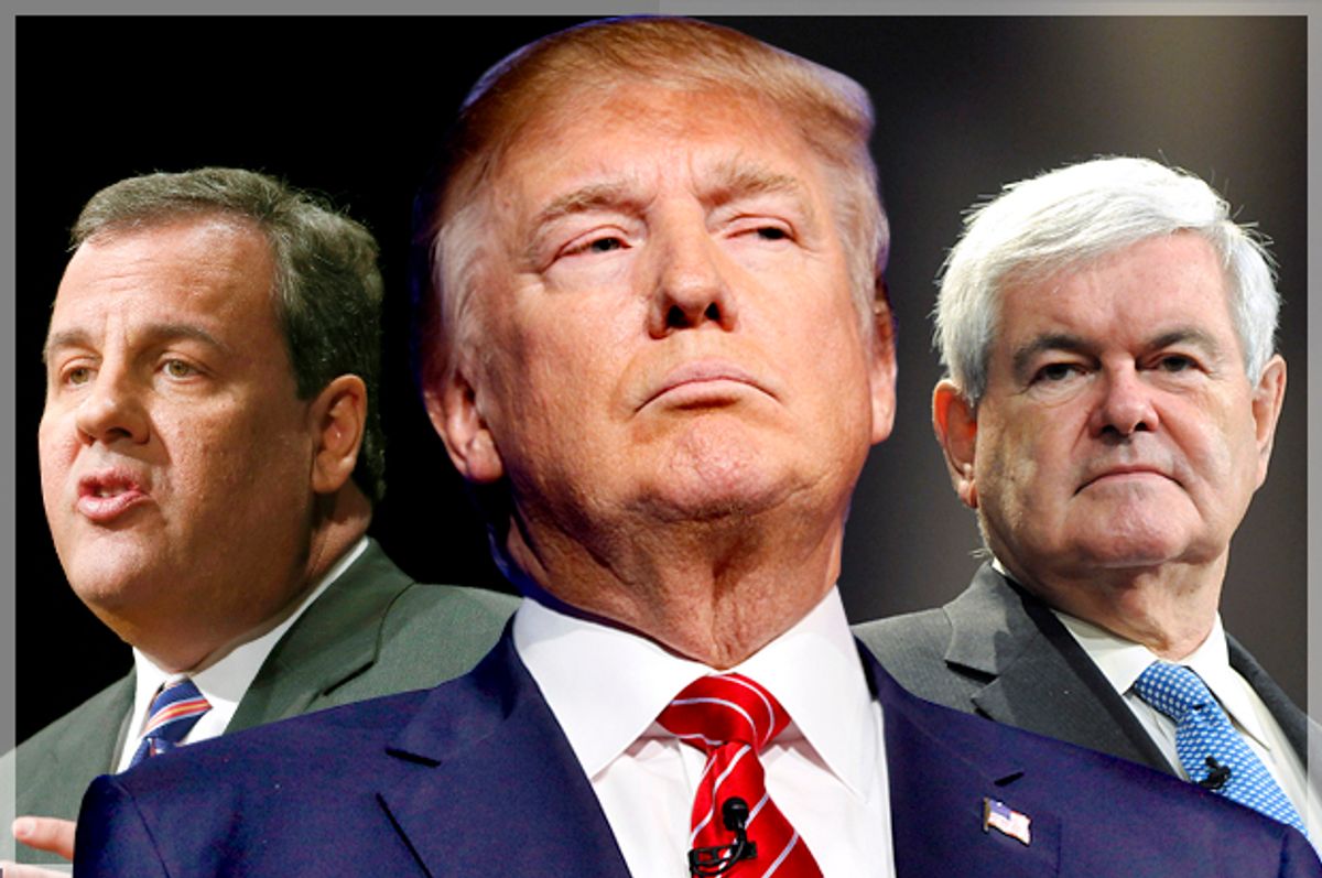 Chris Christie, Donald Trump, Newt Gingrich   (Reuters/Lucas Jackson/Rick Wilking/Tami Chappell/Photo montage by Salon)