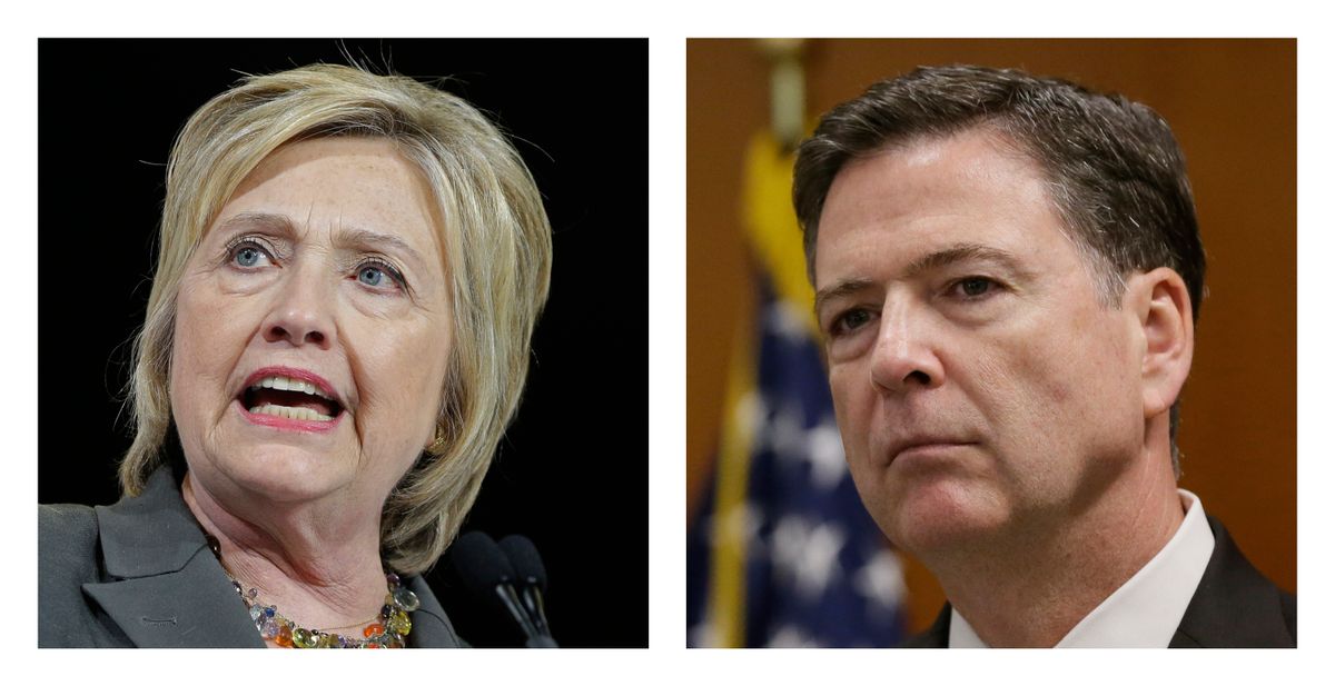 Democratic presidential candidate Hillary Clinton, left, and FBI Director James. Comey.  (AP Photo/File)