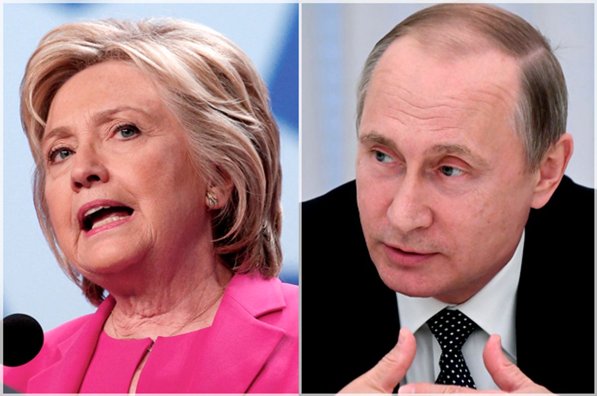 Hillary Clinton; Vladimir Putin   (Reuters/Kevin Lamarque/Kirill Kudryavtsev)