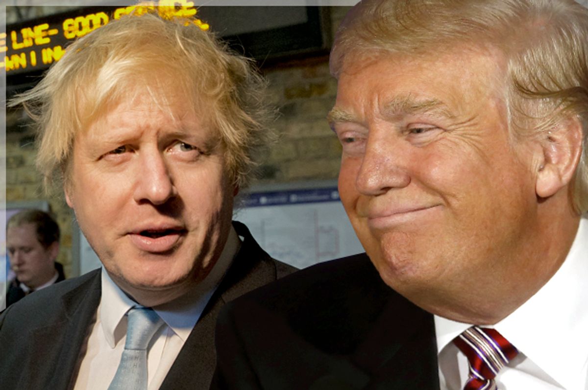 Boris Johnson; Donald Trump   (AP/Alastair Grant/Reuters/Carlo Allegri/Photo montage by Salon)