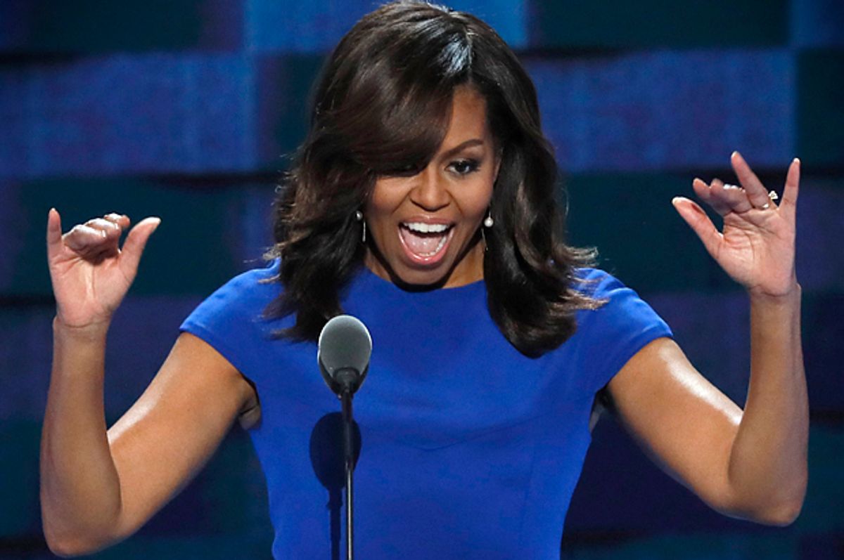 Michelle Obama speaks at the Democratic National Convention in Philadelphia, July 25, 2016.   (Reuters/Mike Segar)