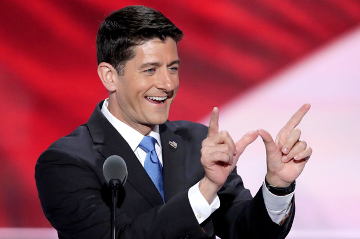 Paul Ryan speaks during the second day of the Republican National Convention in Cleveland, July 19, 2016.   (AP/J. Scott Applewhite)