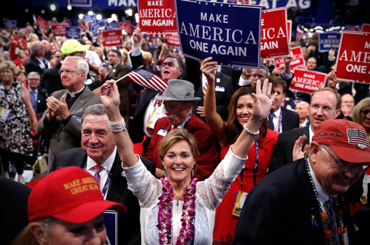 Delegates at the Republican National Convention in Cleveland, July 21, 2016.   (Reuters/Mark Kauzlarich)