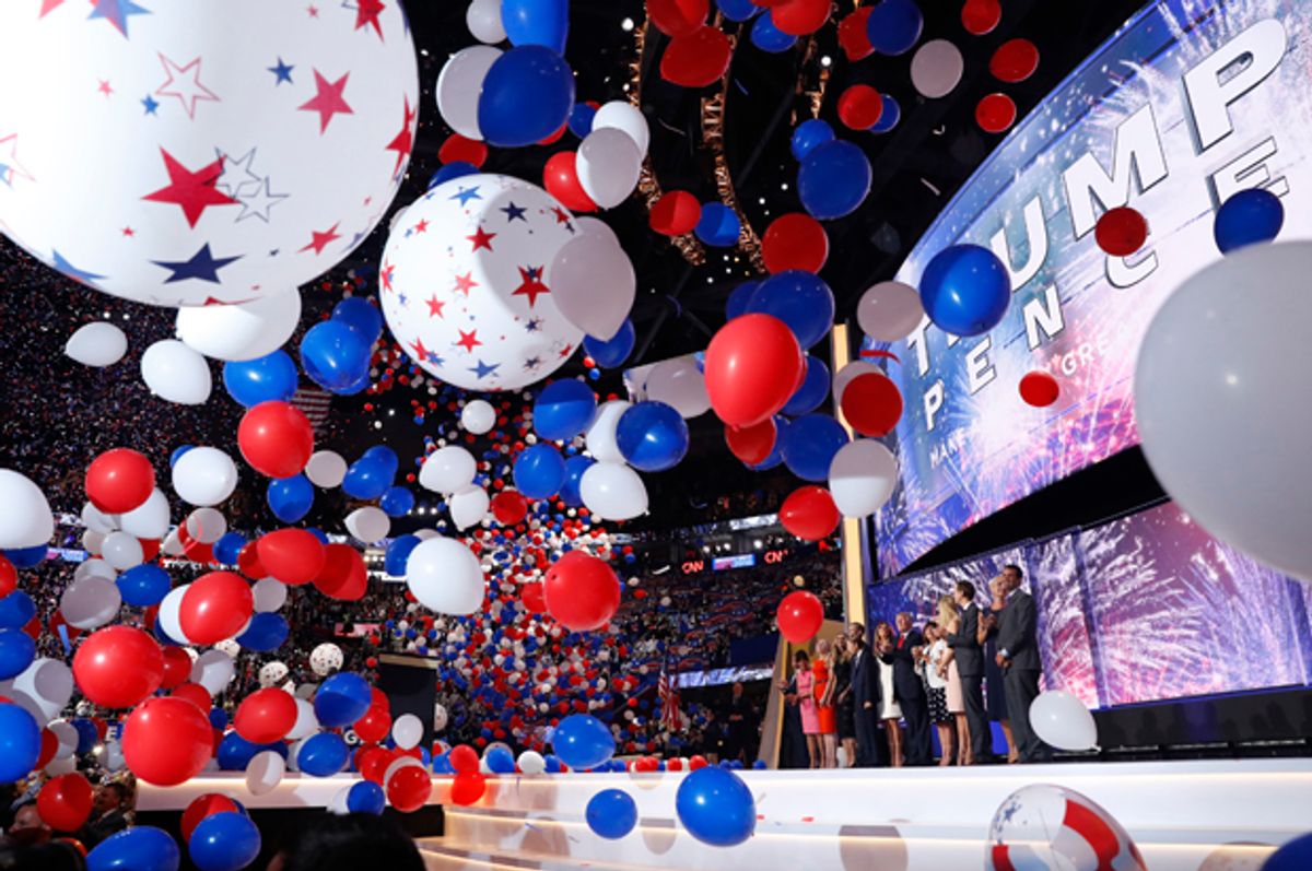 Balloons fall on the final session of the Republican National Convention in Cleveland, July 21, 2016.   (Reuters/Aaron P. Bernstein)