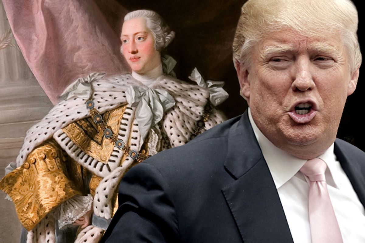 King George III, Donald Trump   (Wikimedia/Reuters/Chris Keane/Salon)