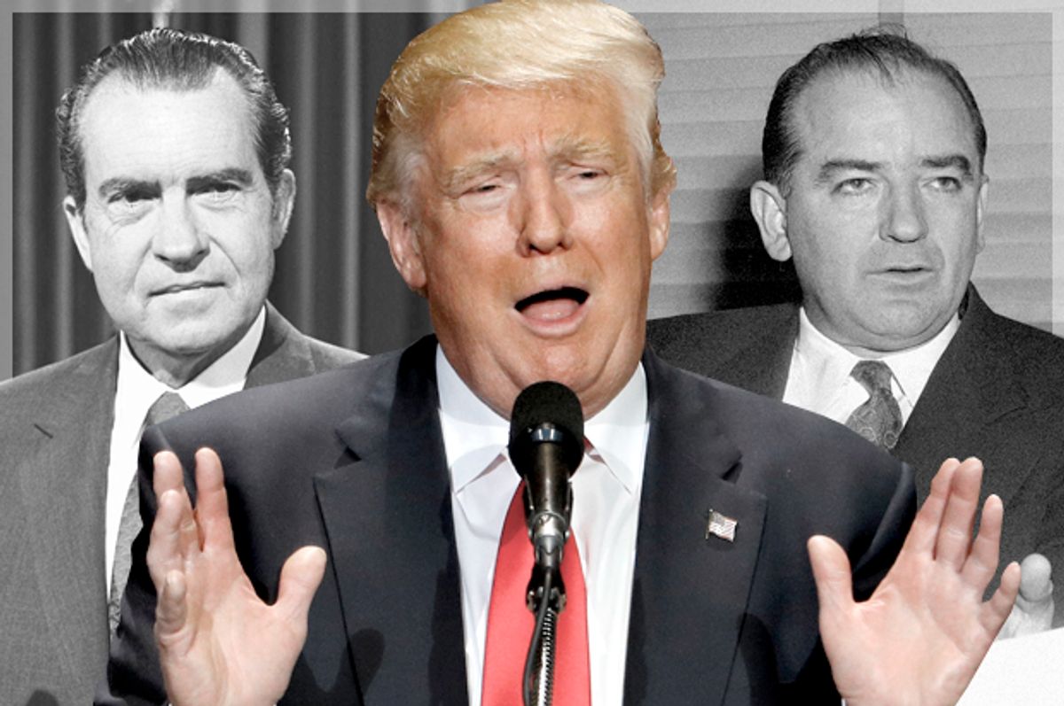 Richard Nixon; Donald Trump; Joseph McCarthy   (AP/Reuters/Scott Audette/Salon)