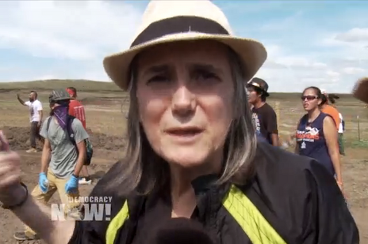 Democracy Now host Amy Goodman at a Dakota Access pipeline protest in North Dakota on Saturday, Sept. 3, 2016  (Democracy Now)