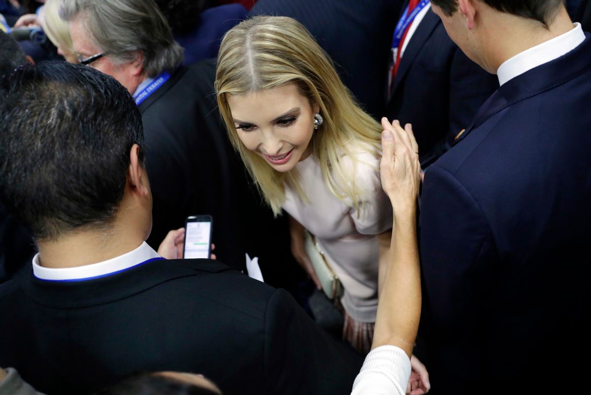 Ivanka Trump greets a woman after the presidential debate between Democratic presidential candidate Hillary Clinton and Republican presidential candidate Donald Trump at Hofstra University, Monday, Sept. 26, 2016, in Hempstead, N.Y.  (AP)