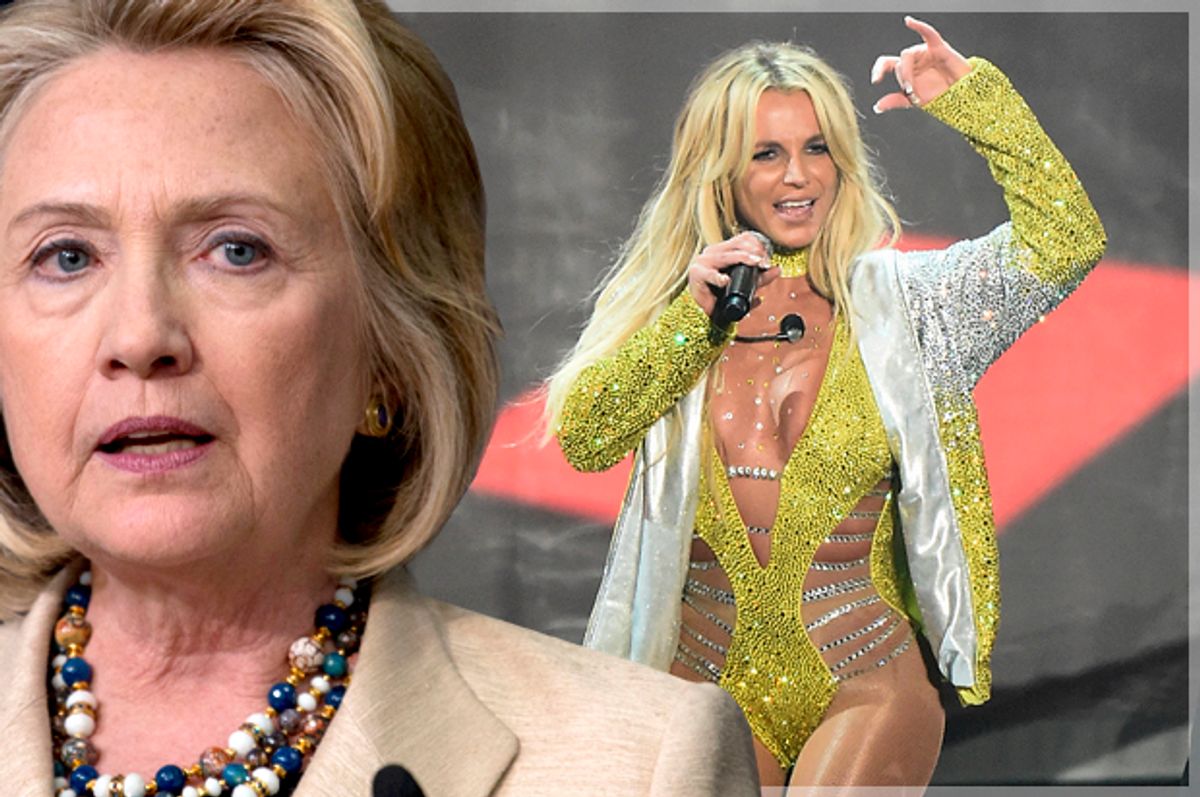 Hillary Clinton; Britney Spears   (AP/Carolyn Kaster/Getty/Michael Loccisano/Photo montage by Salon)