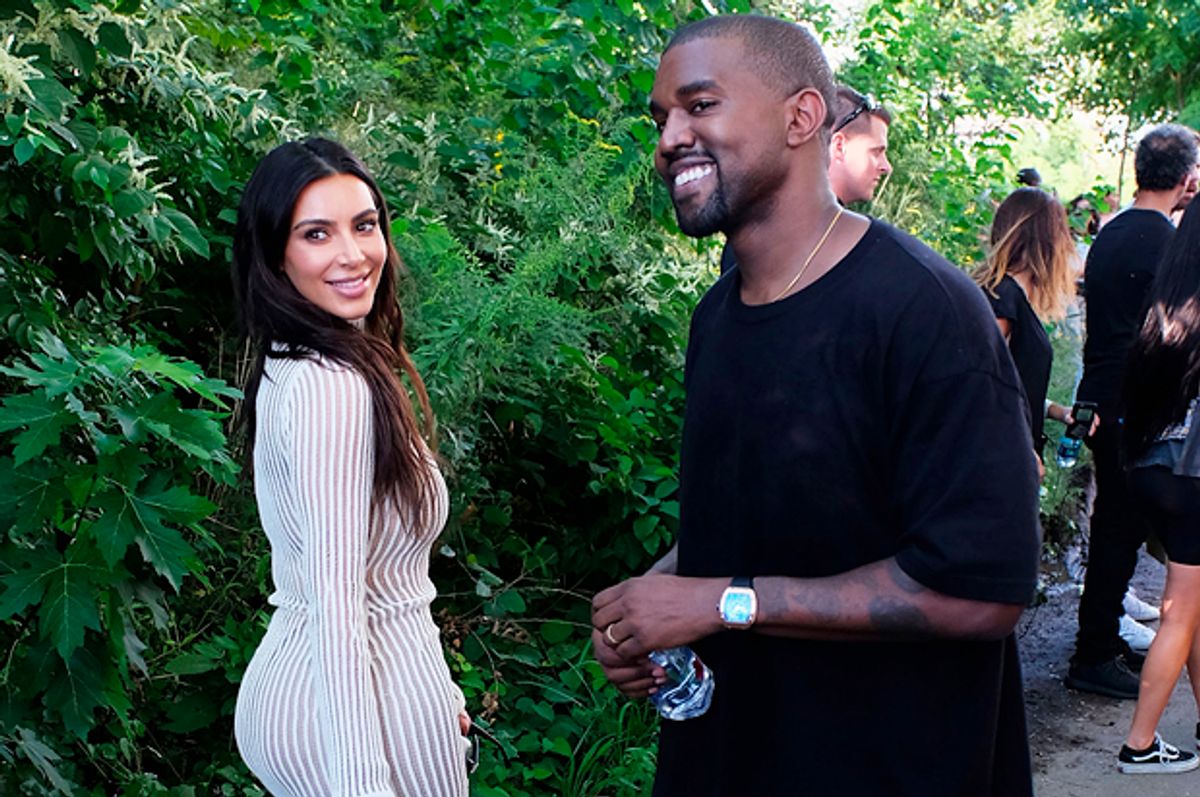 Kim Kardashian and Kanye West attend the Yeezy Season 4 fashion show, September 7, 2016 in New York City.    (Getty/Jamie McCarthy)