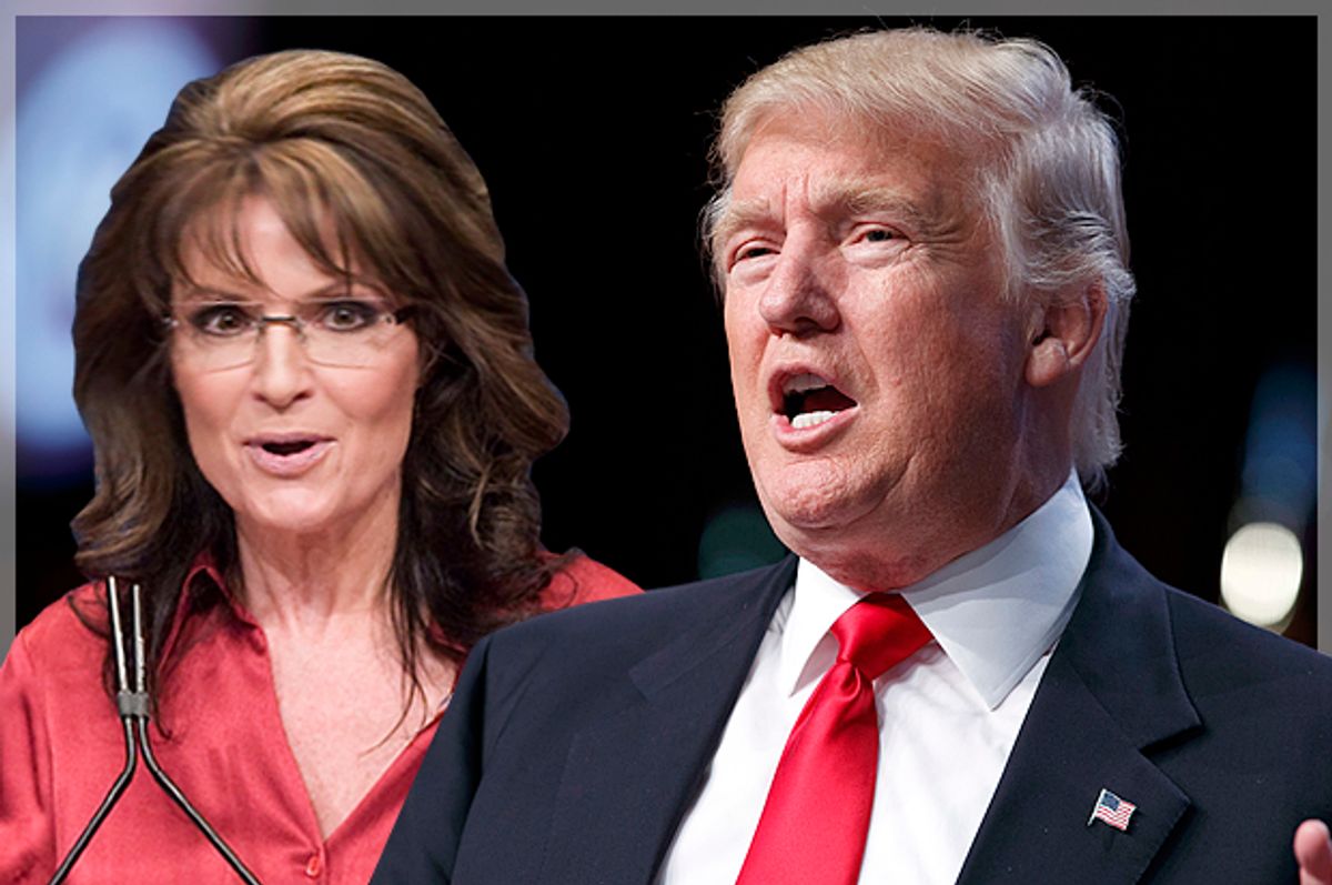 Sarah Palin; Donald Trump   (Reuters/Jonathan Ernst/AP/Evan Vucci/Photo montage by Salon)