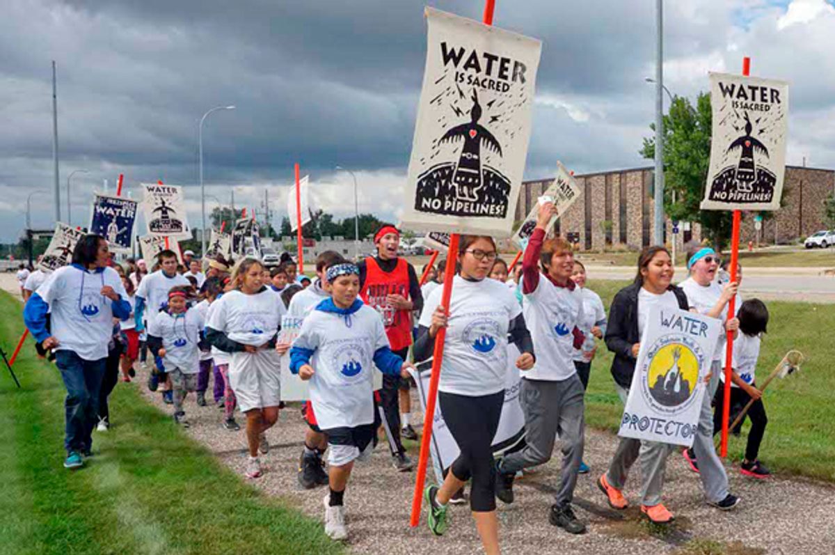 A "protest run" on Friday opposing the Dakota Access Pipeline (ReZpect Our Water)