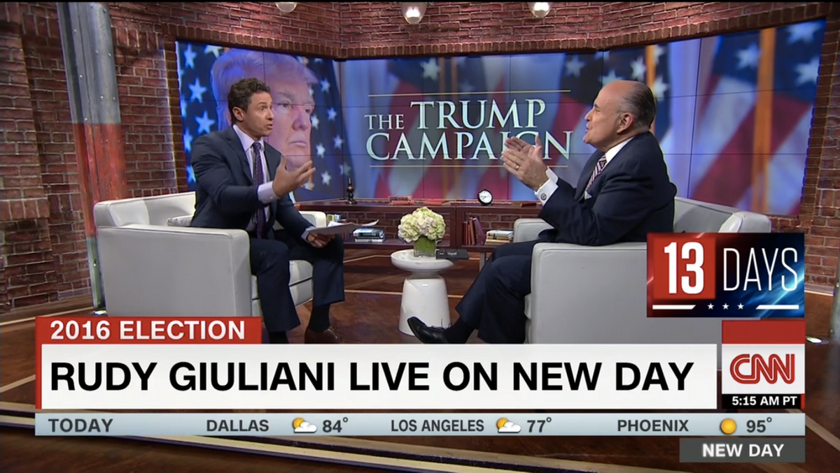 Rudy Giuliani gives an interview with Chris Cuomo on CNN "New Day" on October 26, 2016 (CNN)