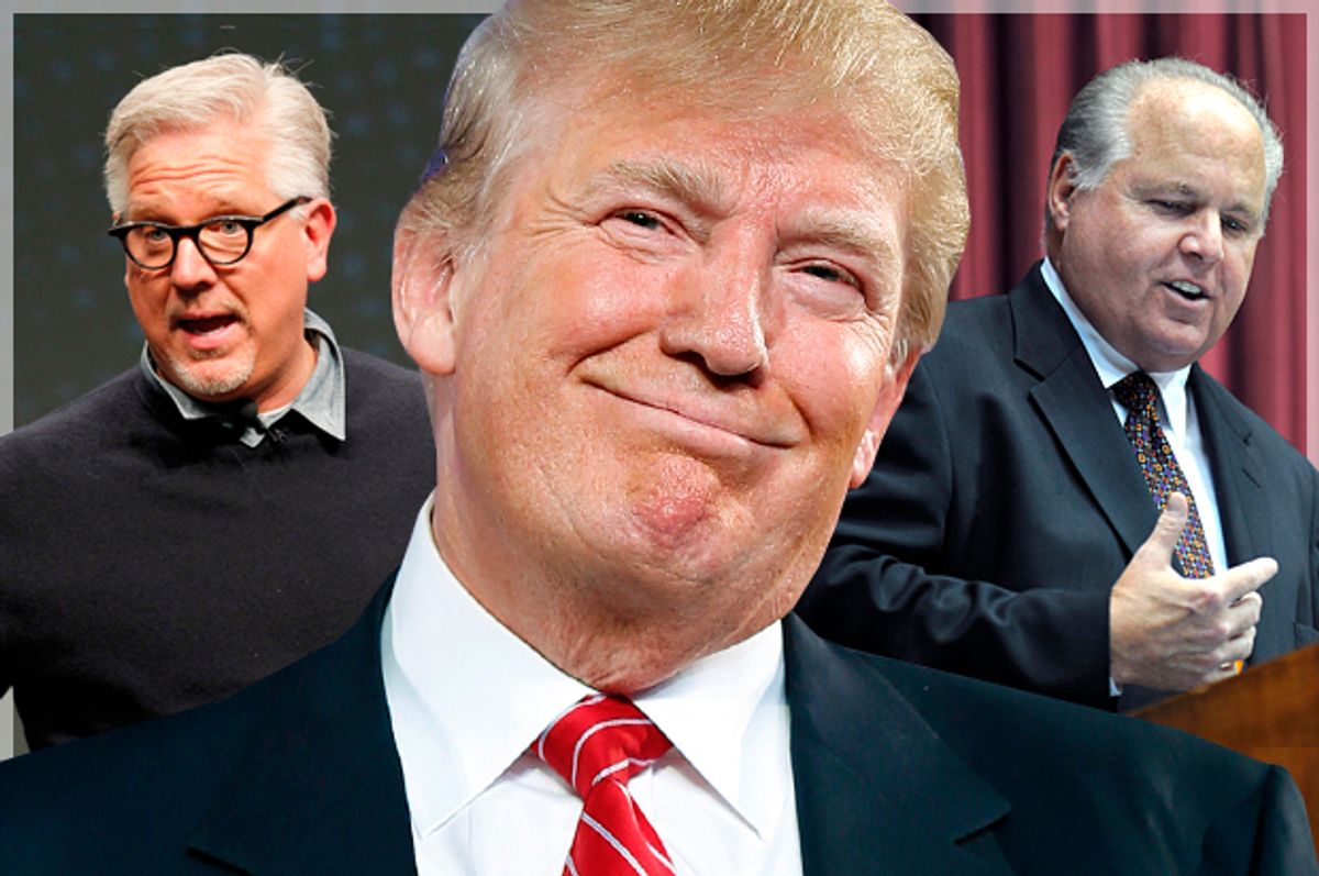 Glenn Beck; Donald Trump; Rush Limbaugh   (Reuters/John Sommers II/AP/Andrew Harnik/Julie Smith/Salon)