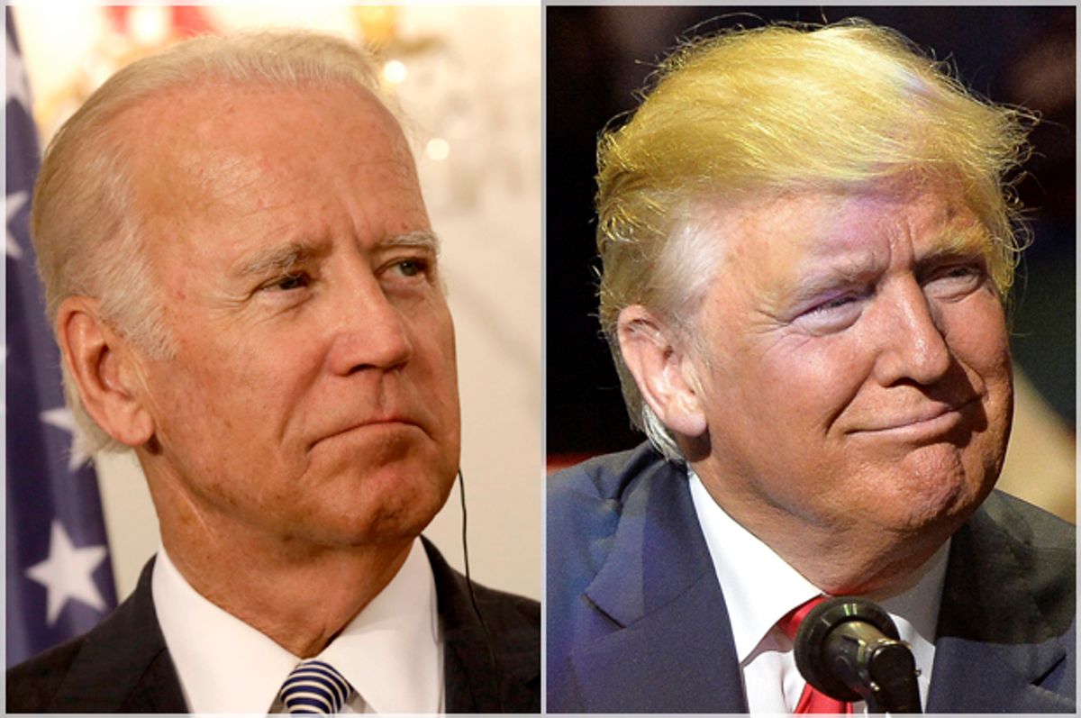 Joe Biden; Donald Trump   (Reuters/Ints Kalnins/Bryan Woolston)