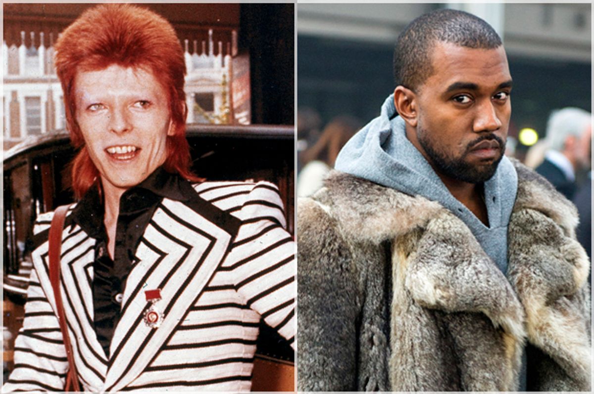 David Bowie; Kanye West   (AP/Zacharie Scheurer)