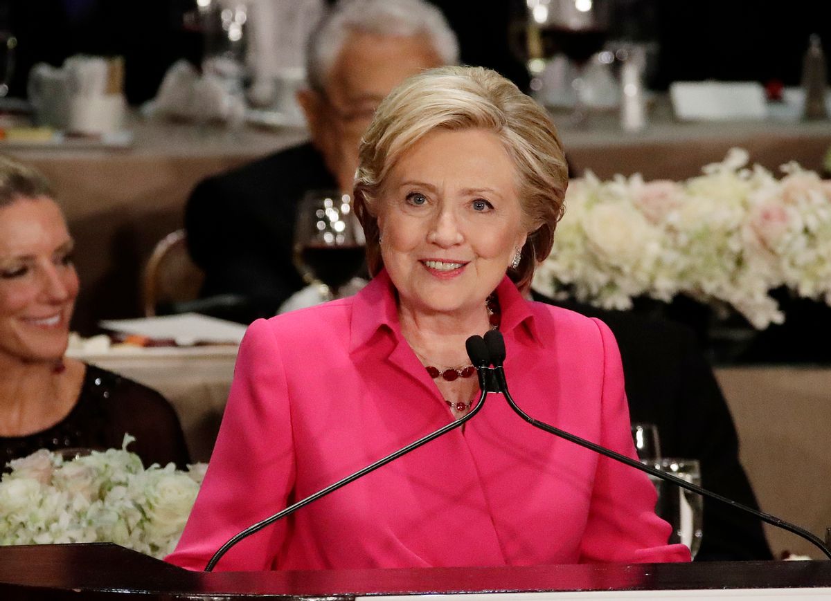 Democratic presidential candidate Hillary Clinton speaks at the 71st Annual Alfred E. Smith Memorial Foundation Dinner Thursday, Oct. 20, 2016, in New York. (AP Photo/Frank Franklin II) (AP)