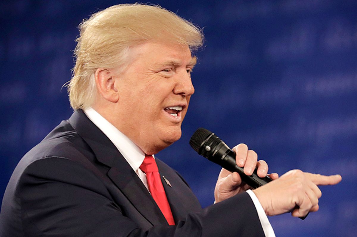 Donald Trump at the presidential debate in St. Louis, Sunday, Oct. 9, 2016.    (AP/Patrick Semansky)