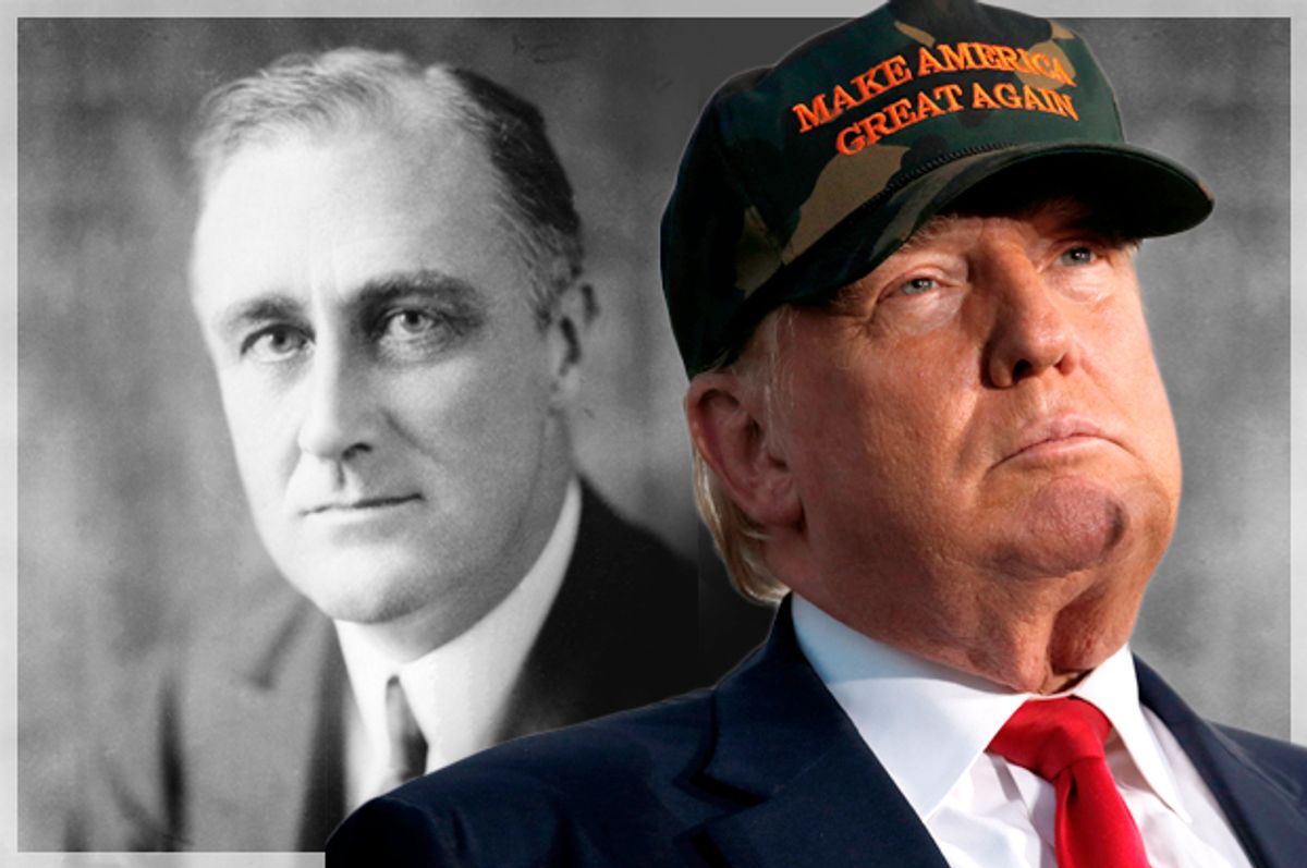 Franklin Roosevelt; Donald Trump   (AP/Reuters/Jonathan Ernst/Salon)